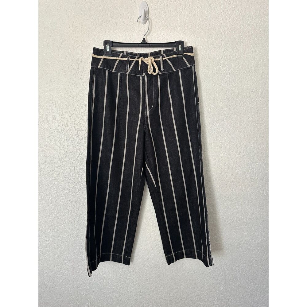 BDG Urban Outfitters Wide Leg Cropped Jeans High Waist Black Off White Pants 29